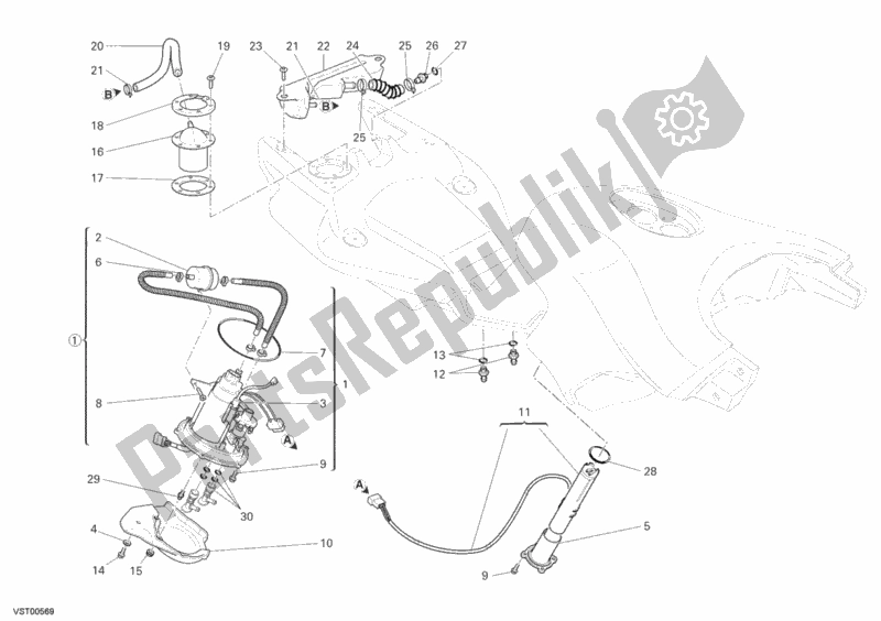 Toutes les pièces pour le Pompe à Essence du Ducati Multistrada 1100 S USA 2009